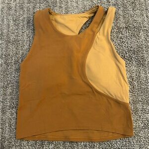 Lululemon Nulu Asymmetrical Yoga Tank Top Brown Light Support Padded Size 2